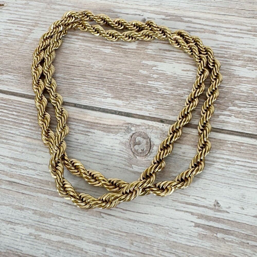 Avon Vintage Gold Tone Thick Chunky Rope Chain Necklace 24”